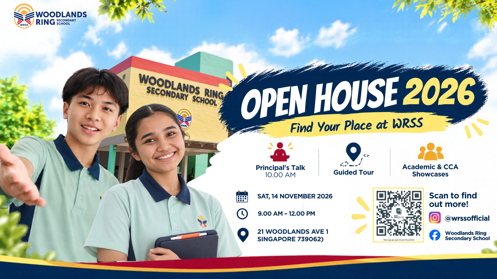 Woodlands Ring Secondary School Open House 2026 poster